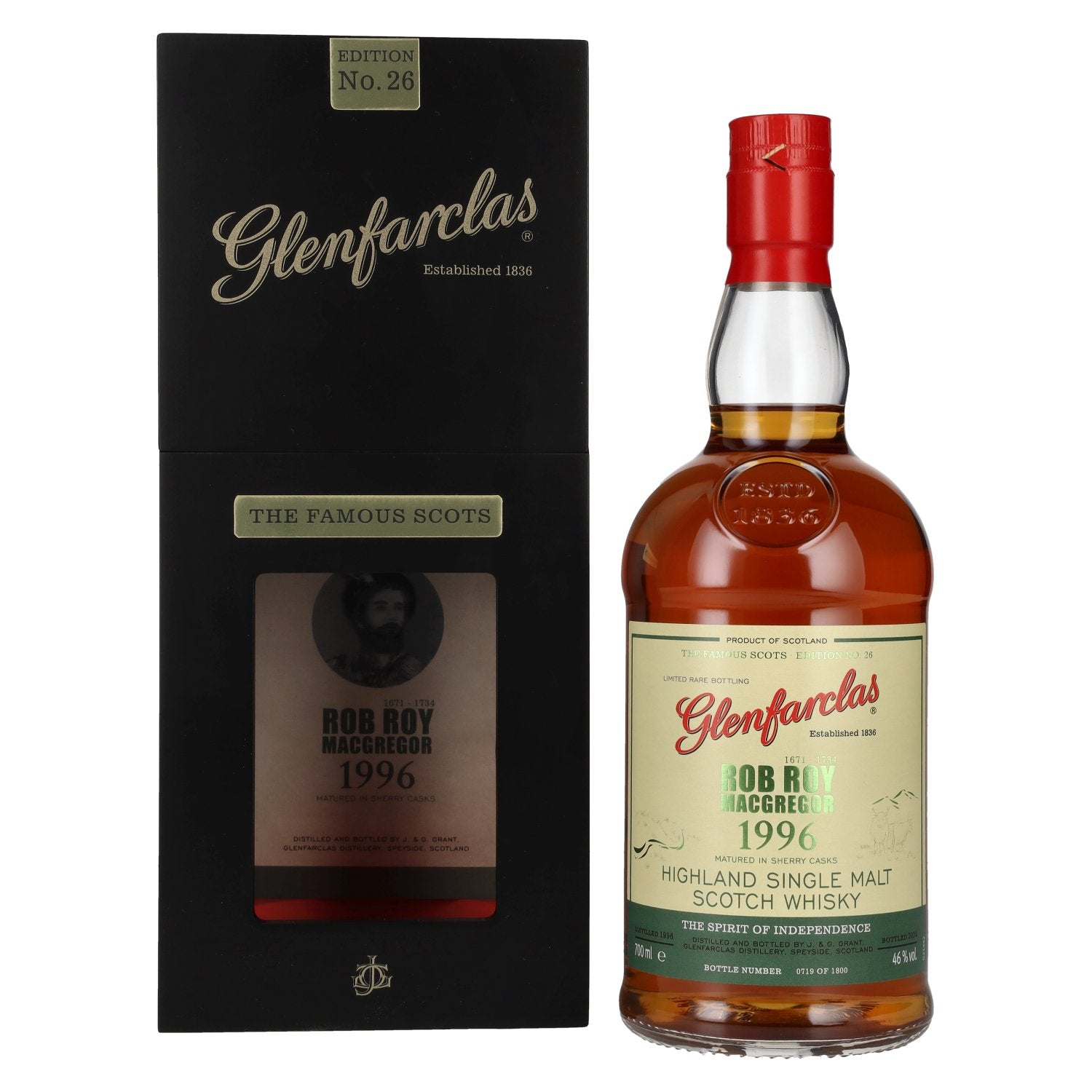 Glenfarclas The Famous Scots ROB ROY MACGREGOR Highland Single Malt 1996 46% Vol. 0,7l en coffret cadeau
