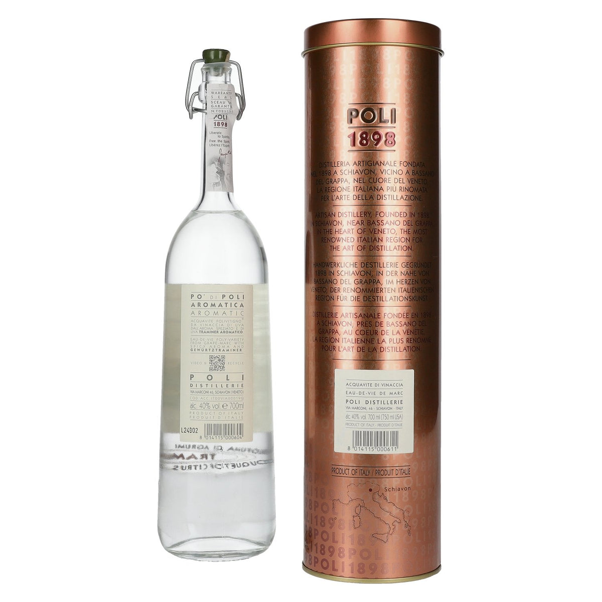 Poli Po' Di Poli Grappa Aromatica 40% Vol. 0,7l in Tinbox
