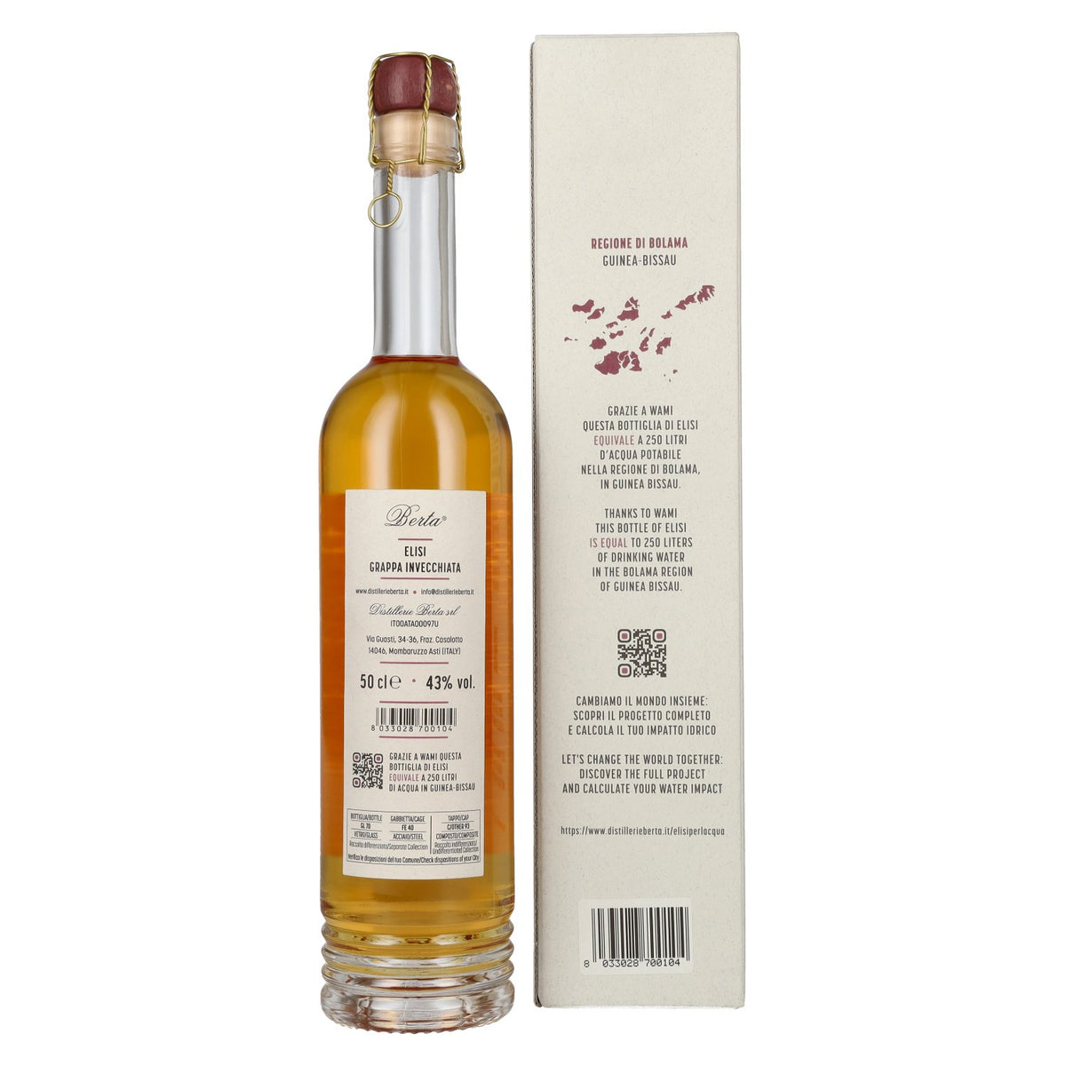 Berta Grappa Elisi per L'Acqua Grappa Invecchiata 43% vol. 0,5l en coffret cadeau