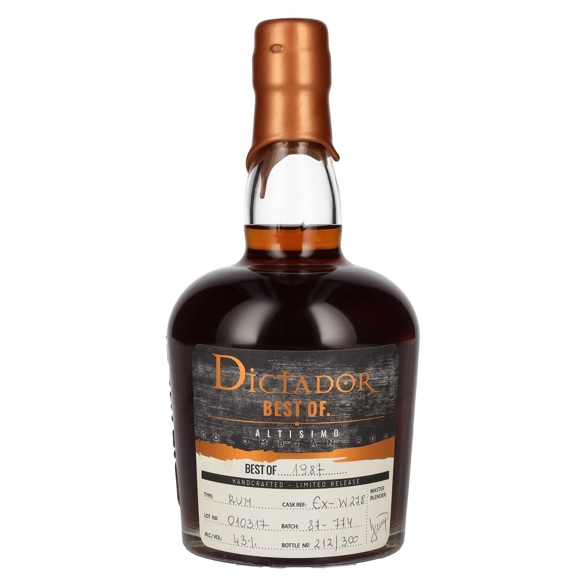 Dictador BEST OF 1987 ALTISIMO Rhum colombien 30YO/010317/EX-W278 43% vol. 0,7l