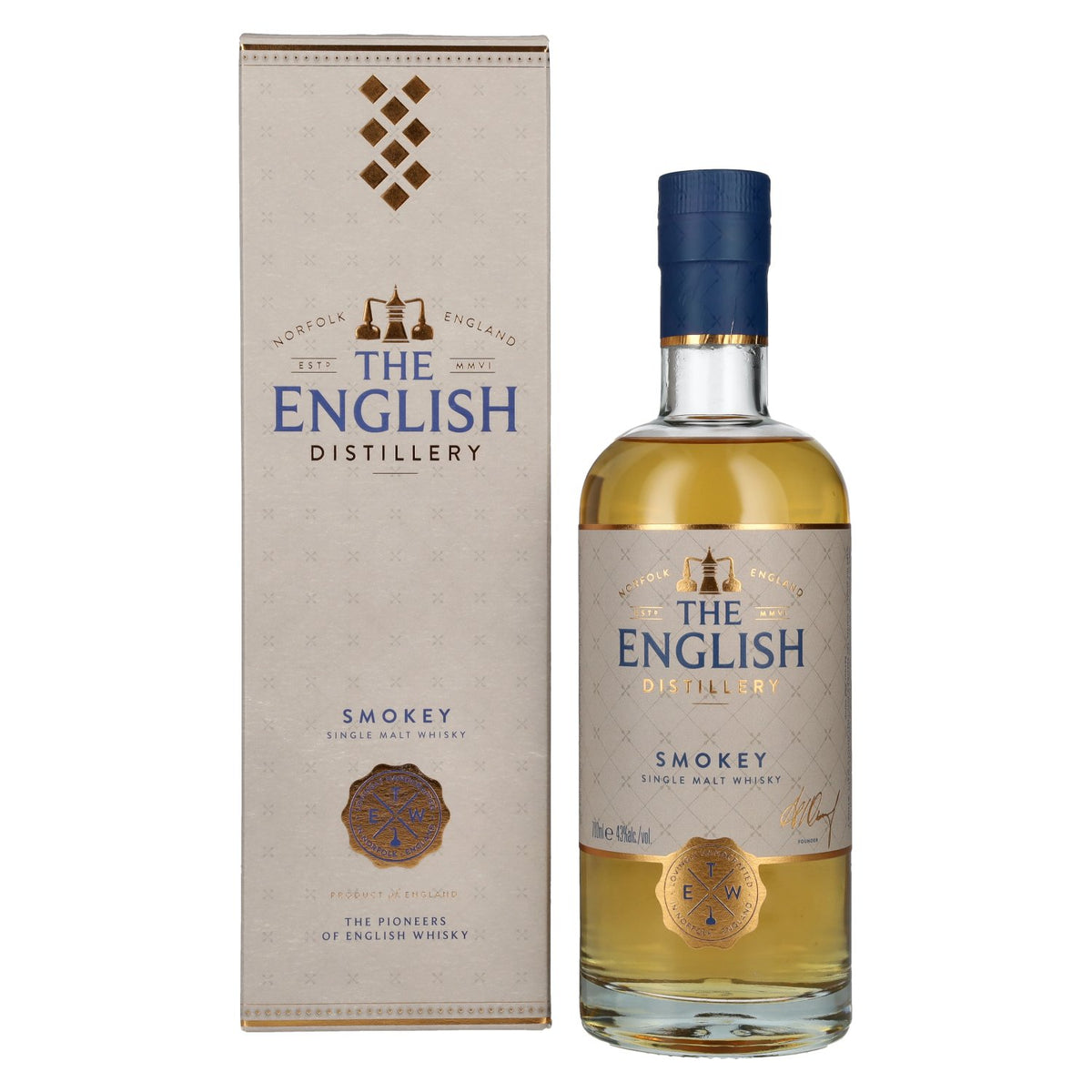 The English Whisky Co. SMOKEY Single Malt Whisky 43% Vol. 0,7l in gift box