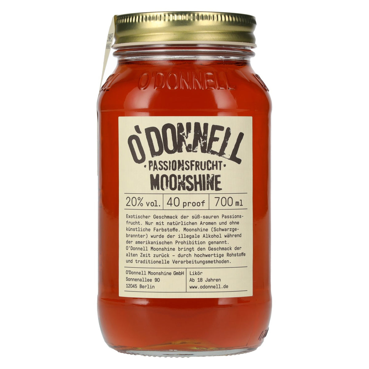 O'Donnell Moonshine PASSIONSFRUCHT Liqueur 20% Vol. 0,7l