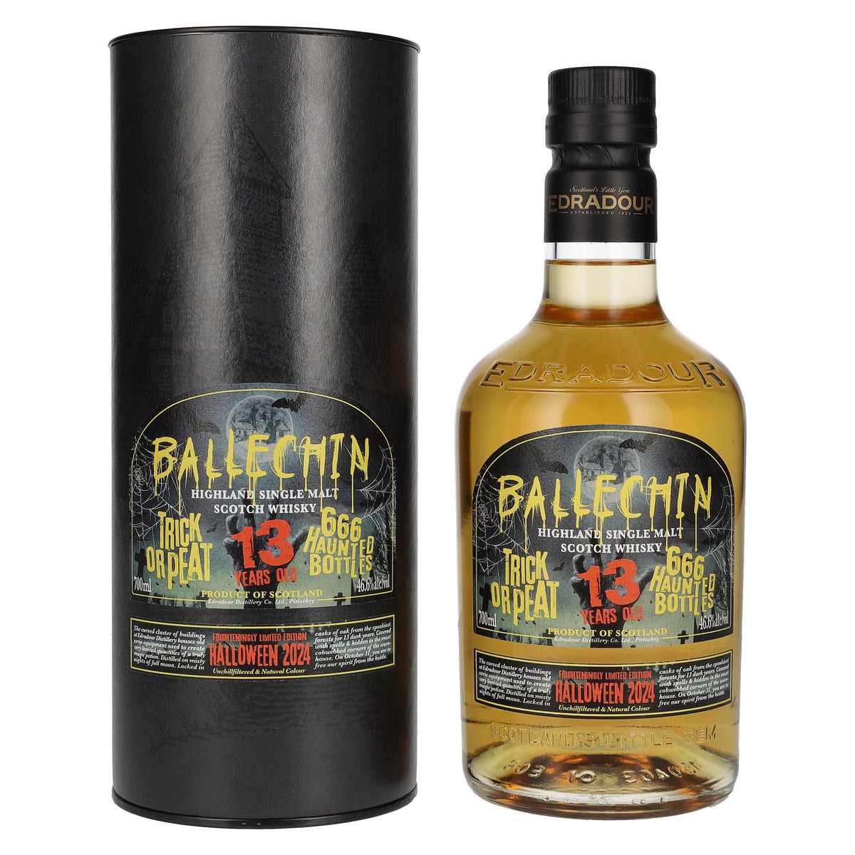 Edradour Ballechin 13 Years Old Trick Or Peat Halloween Limited Edition 2024 46,6% Vol. 0,7l en boîte cadeau