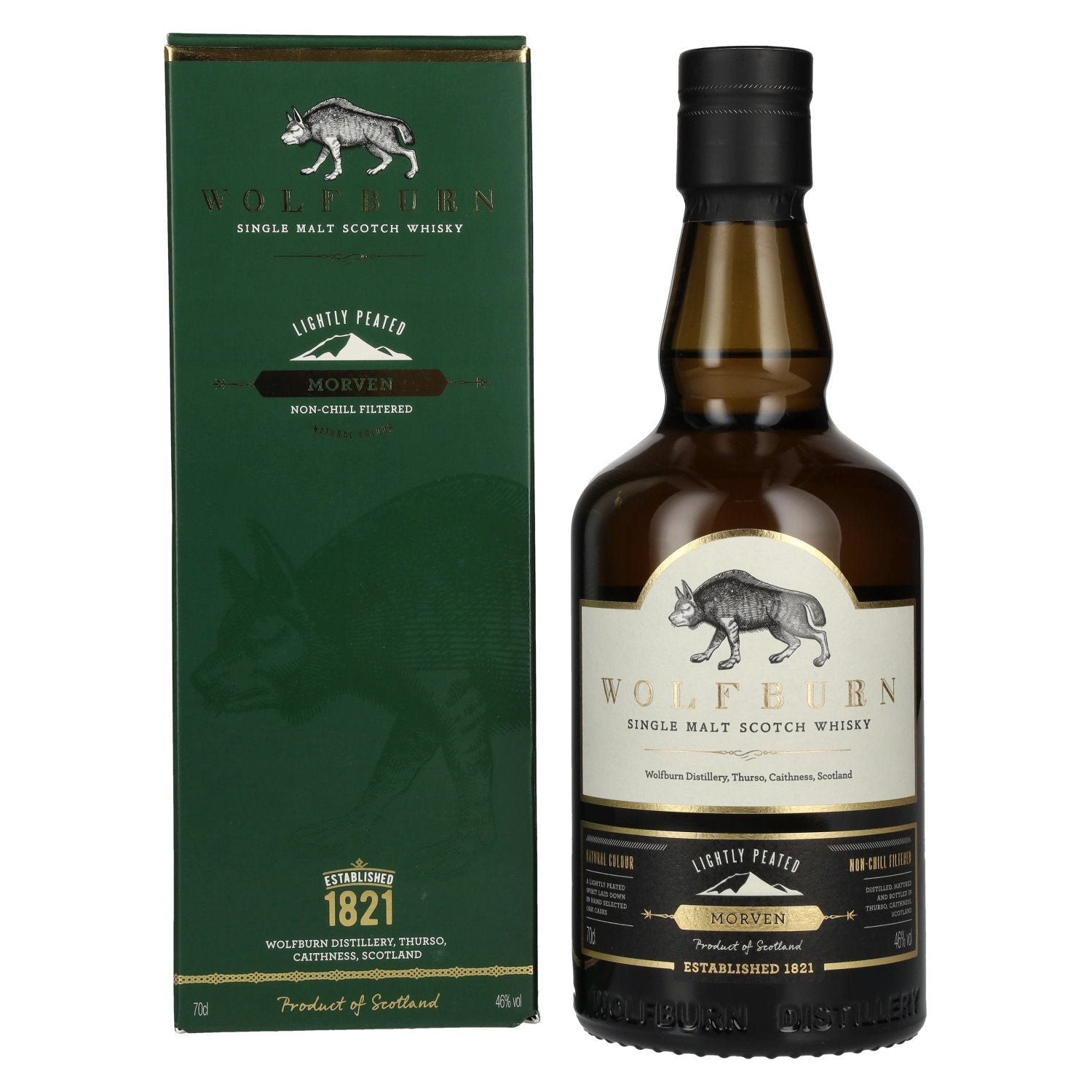 Wolfburn MORVEN Lightly Peated Single Malt 46% Vol. 0,7l en boîte cadeau