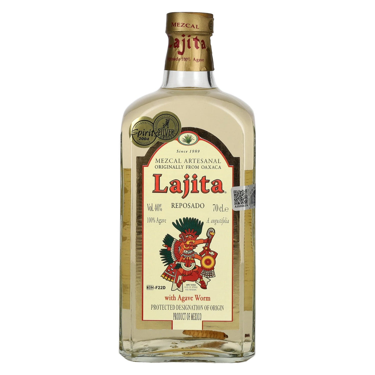Lajita Mezcal REPOSADO avec ver d'agave, 40 % vol., 0,7 l