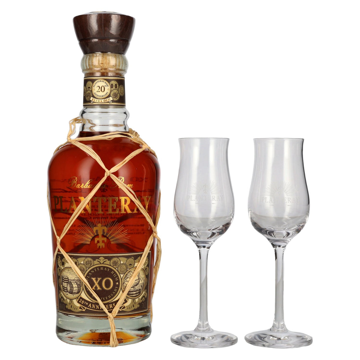 Planteray Rum BARBADOS XO 20th Anniversary 40% Vol. 0,7l in Geschenkbox mit 2 Gläsern