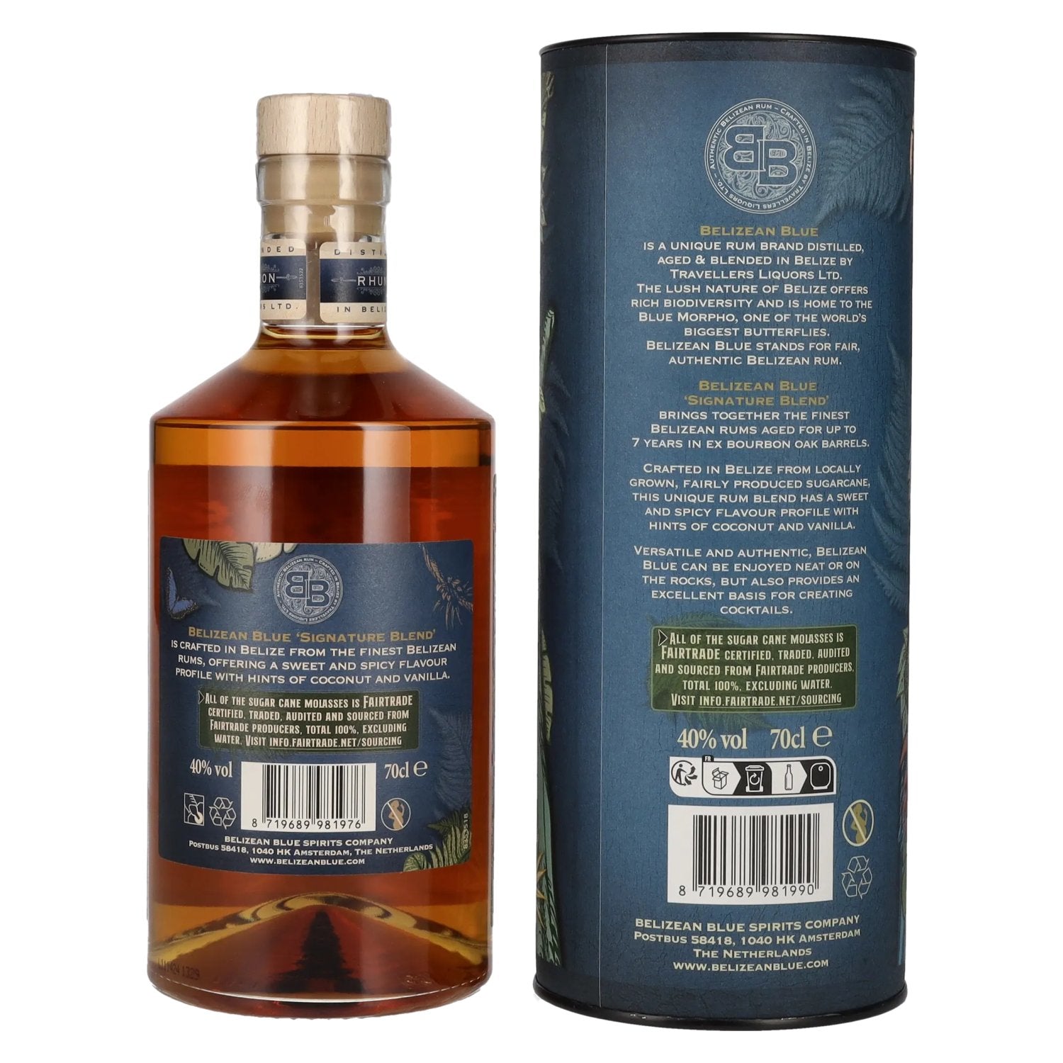 Belizean Blue SIGNATURE BLEND Rum 40% vol. 0,7l en boîte cadeau