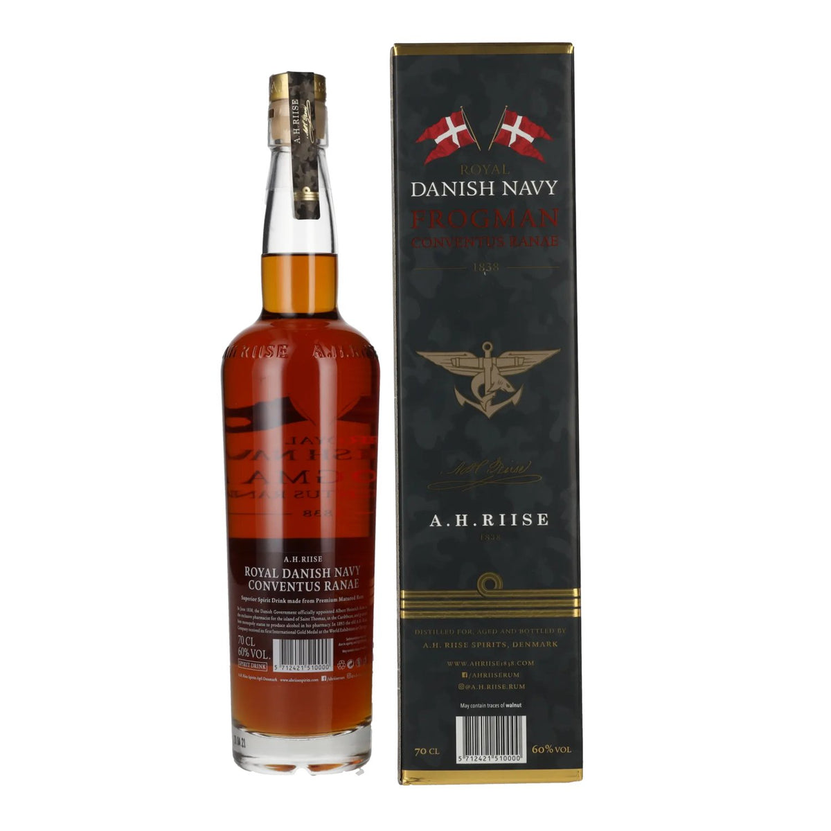 A.H. Riise Royal DANISH NAVY FROGMAN Conventus Ranae Superior Spirit Drink 60% Vol. 0,7l in Geschenkbox