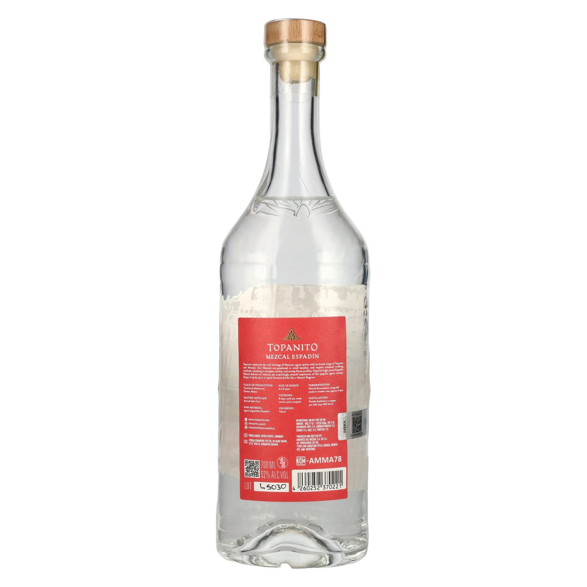 Topanito Mezcal Artesanal Blanco 100% Mague Espadín 52% Vol. 0,7l