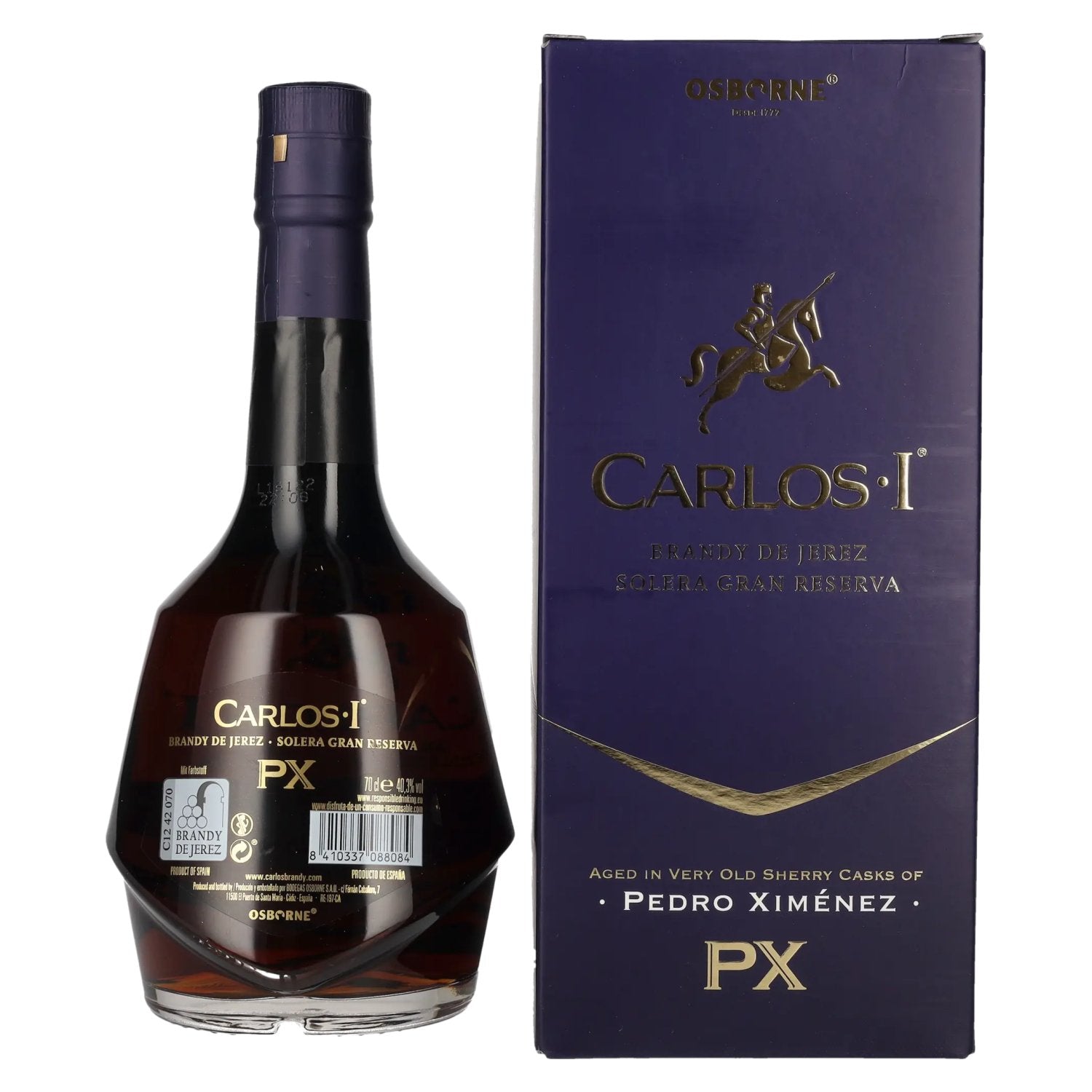 Carlos I Solera Gran Reserva PEDRO XIMÉNEZ Brandy de Jerez 40,3% vol. 0,7l en boîte cadeau