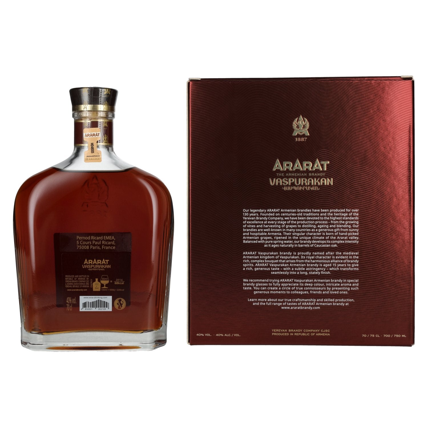 Ararat Vaspurakan 15 ans d'âge 40% vol. 0,7l en boîte cadeau