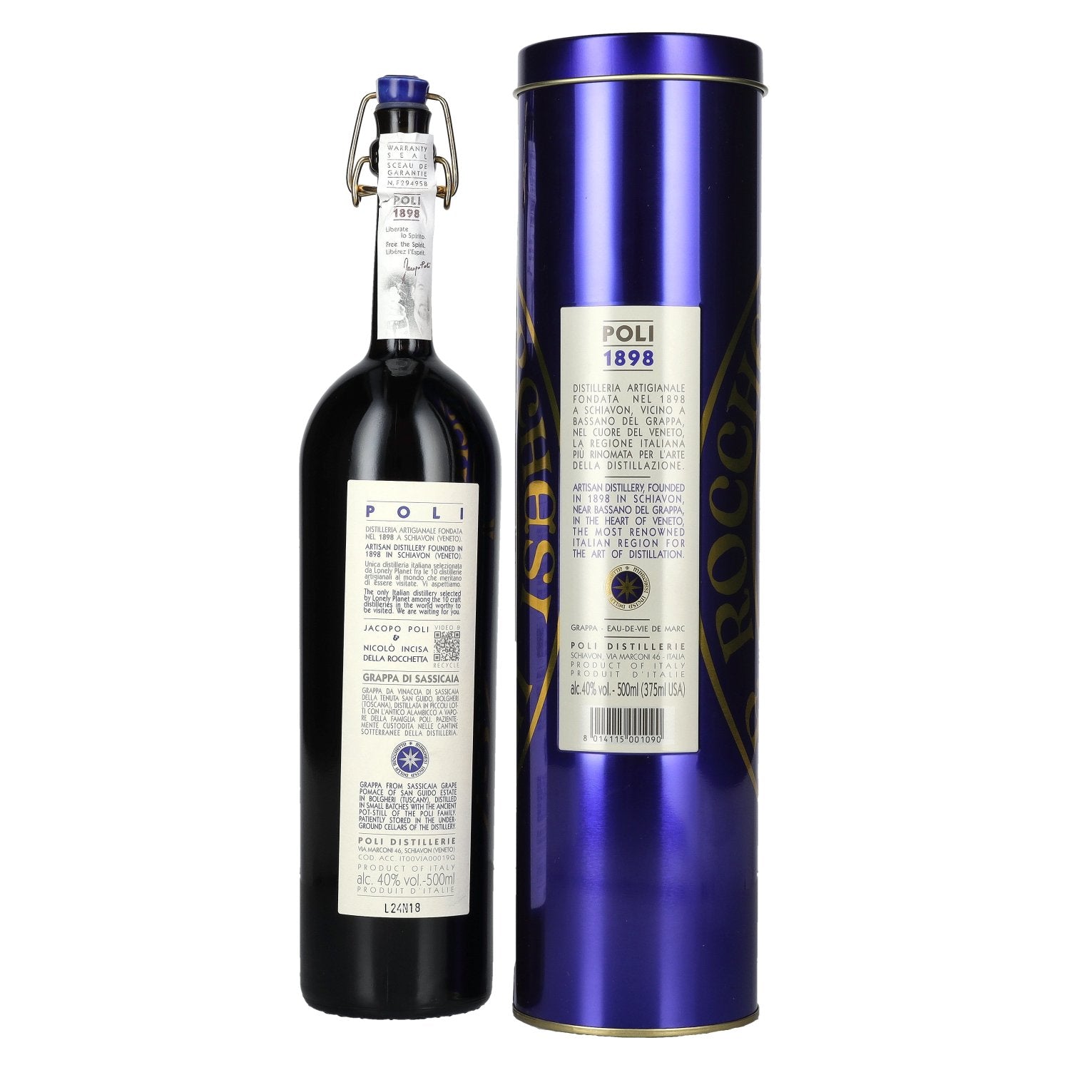 Grappa di Bolgheri Sassicaia Poli 2019 40% Vol. 0,5l in Tinbox