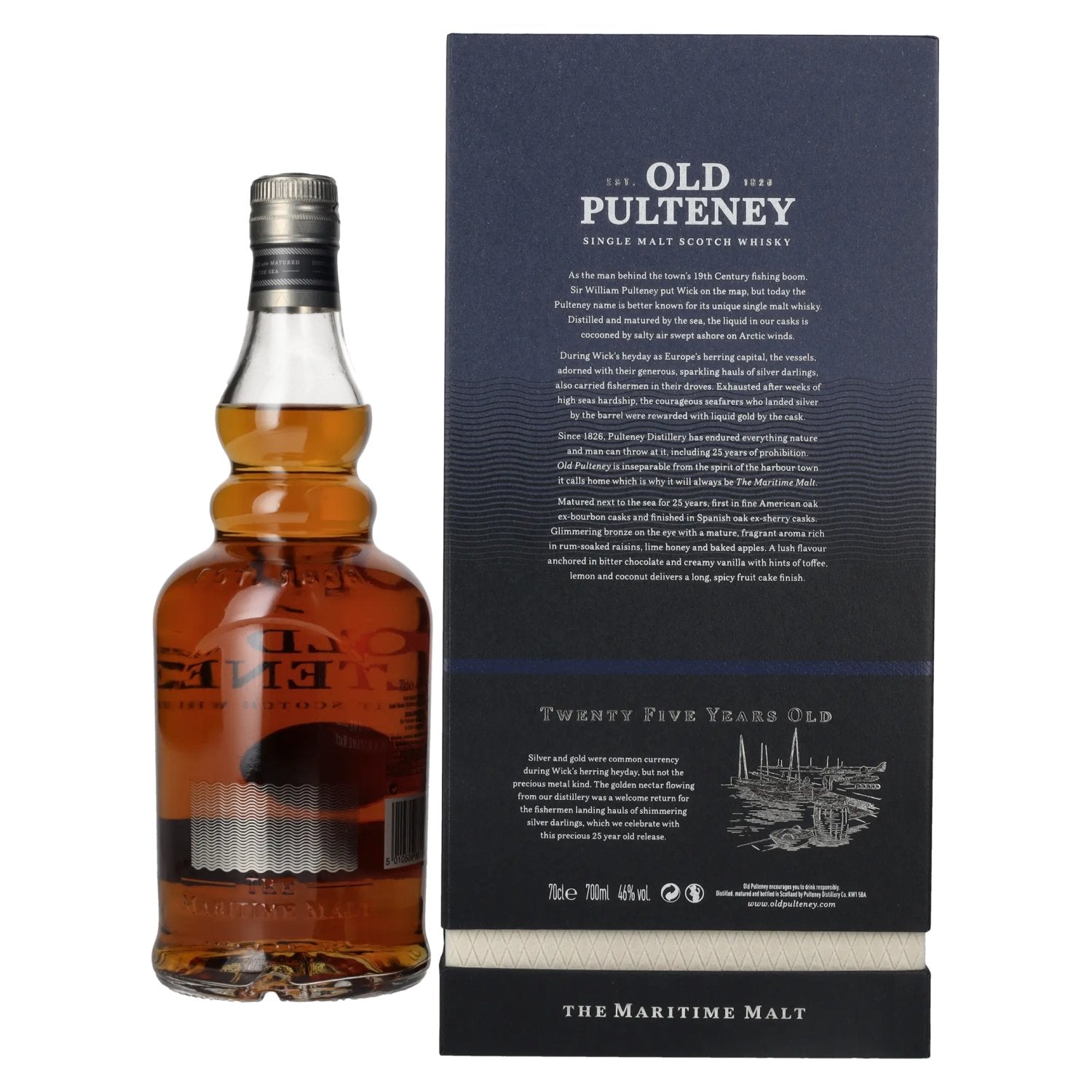Old Pulteney 25 Years Old Single Malt Scotch Whisky 46% Vol. 0,7l in gift box