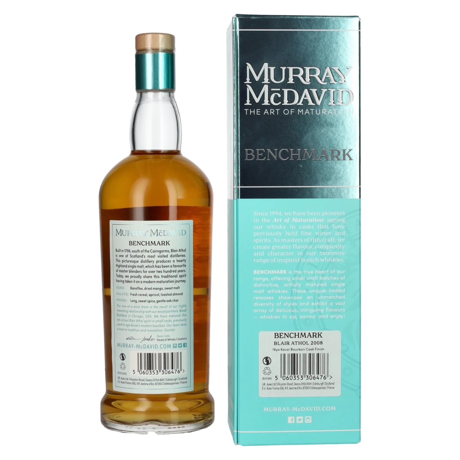 Murray McDavid BENCHMARK 16 Years Old BLAIR ATHOL Koval Bourbon Cask Finish 2008 54,2% Vol. 0,7l in Geschenkbox