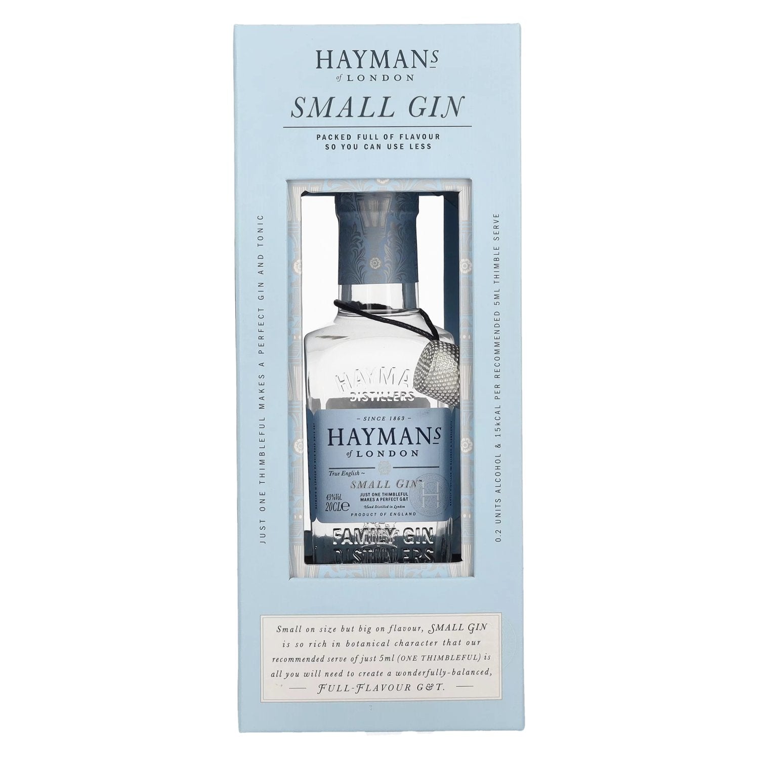 Hayman's of London SMALL GIN 43% Vol. 0,2l in Geschenkbox mit 5 ml Portionierer