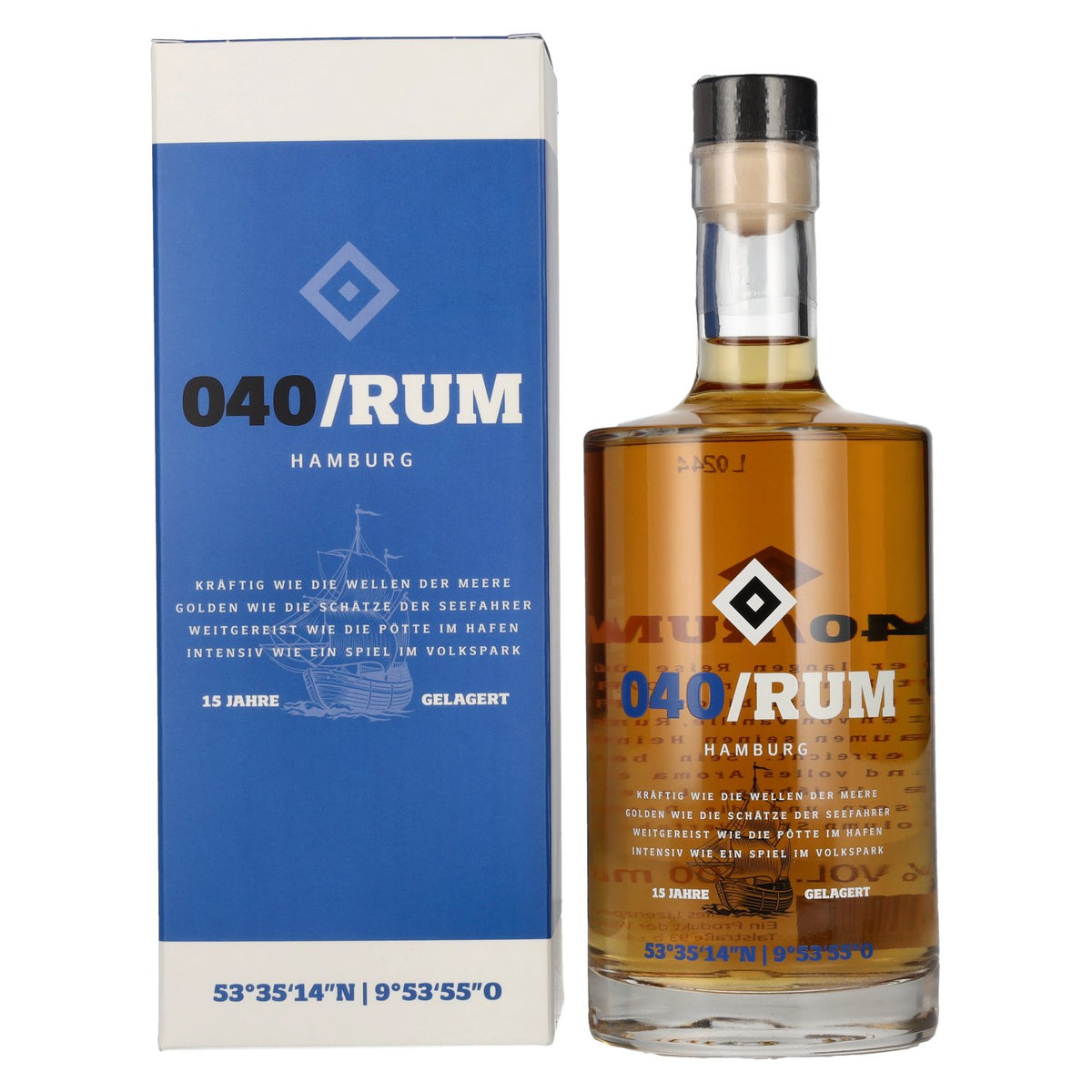 HSV 040 Hamburg Rum 40% ABV 0.5l in a gift box