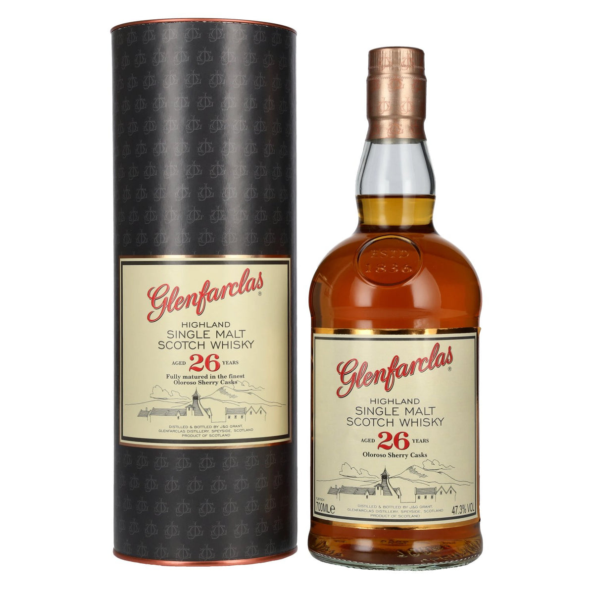 Glenfarclas 26 Years Old Oloroso Sherry Casks Highland Single Malt 47,3% Vol. 0,7l en boîte cadeau