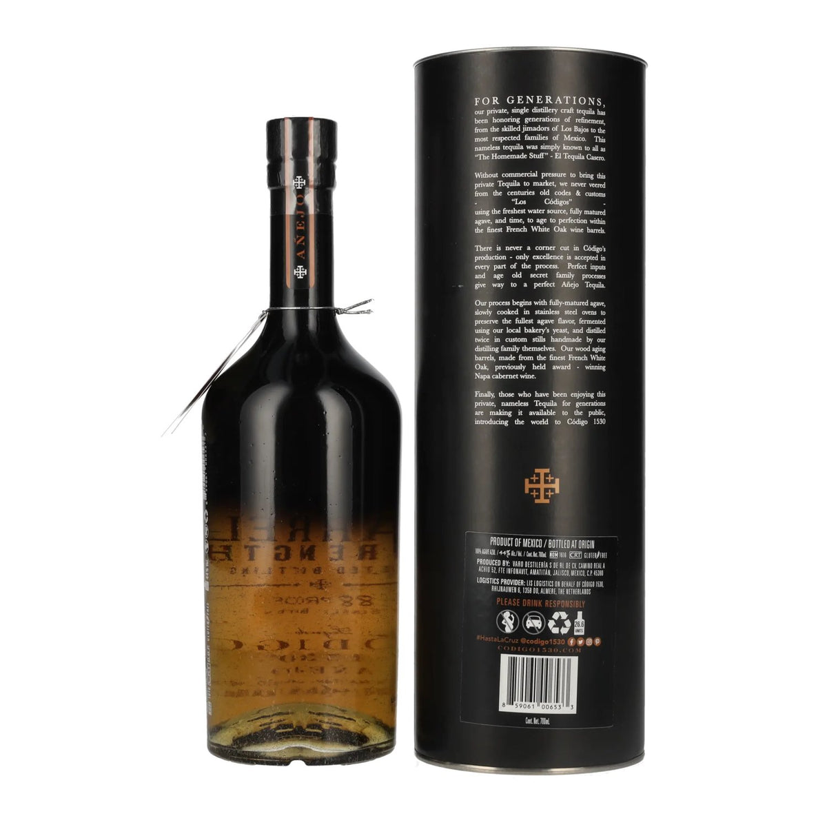 Código 1530 BARREL AÑEJO Tequila 44% Vol. 0,7l in Geschenkbox