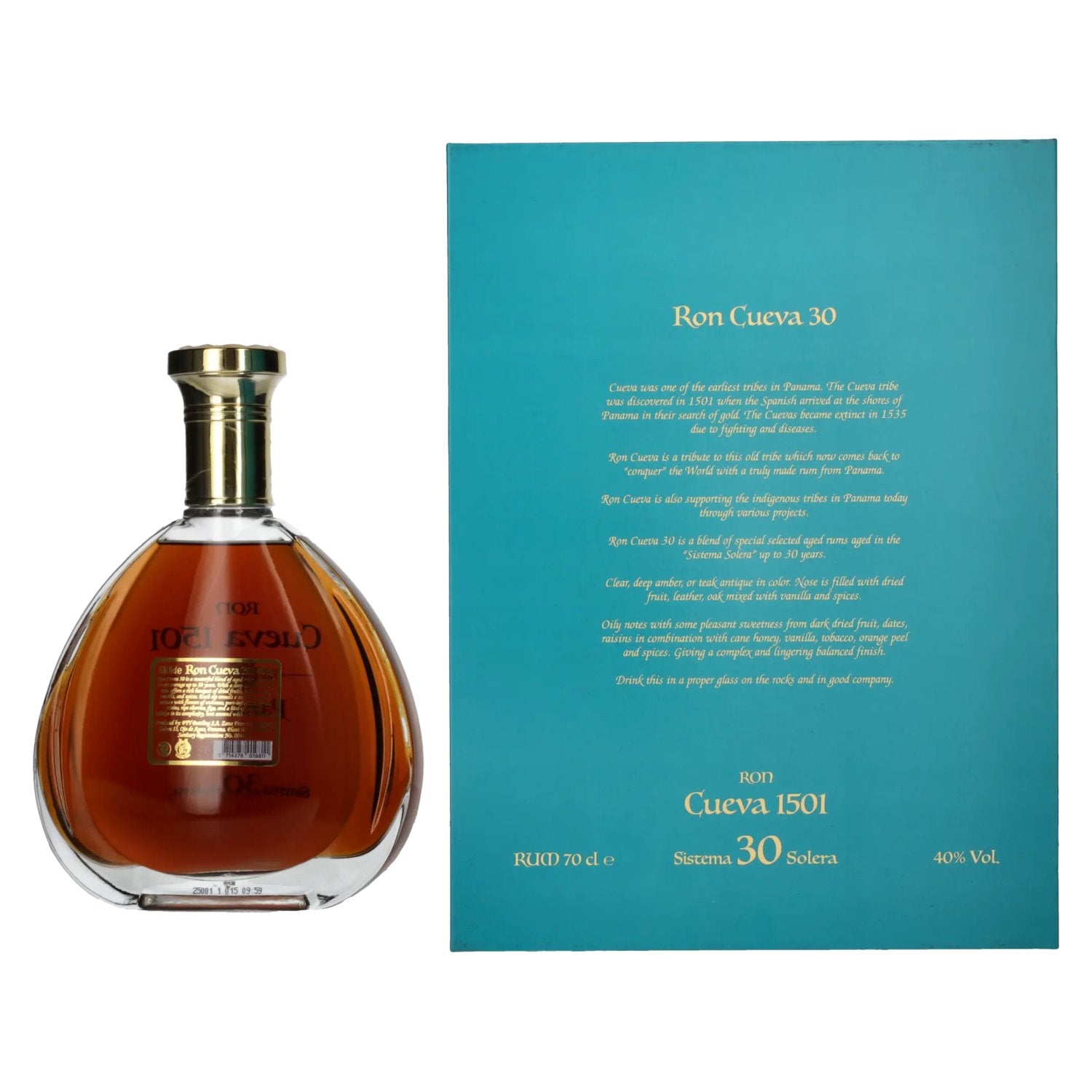 Ron Cueva 1501 Sistema 30 Solera Panama Rum 40% Vol. 0,7l in gift box