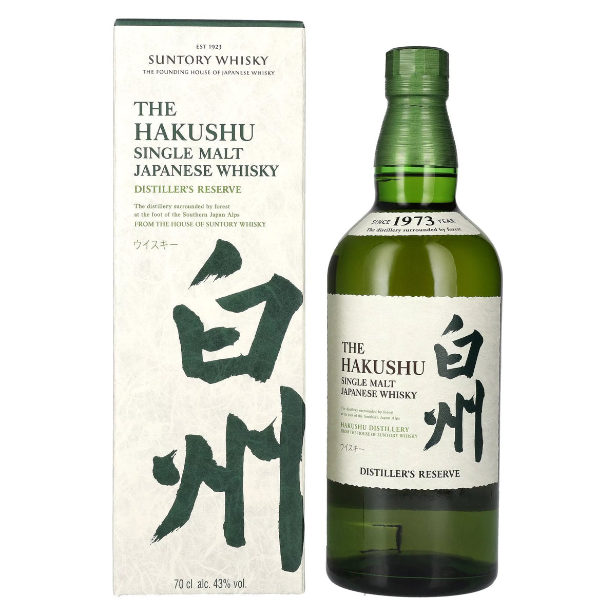 Suntory The Hakushu DISTILLER'S RESERVE Single Malt Japanese Whisky 43% Vol. 0,7l en coffret cadeau