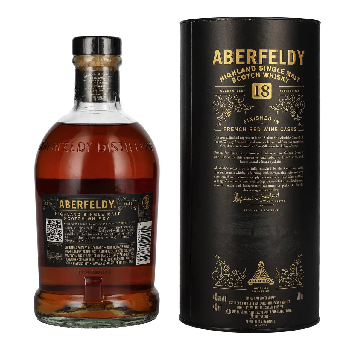 Aberfeldy 18 Years Old Red Wine Casks CÔTE RÔTIE 43% Vol. 0,7l in Geschenkbox