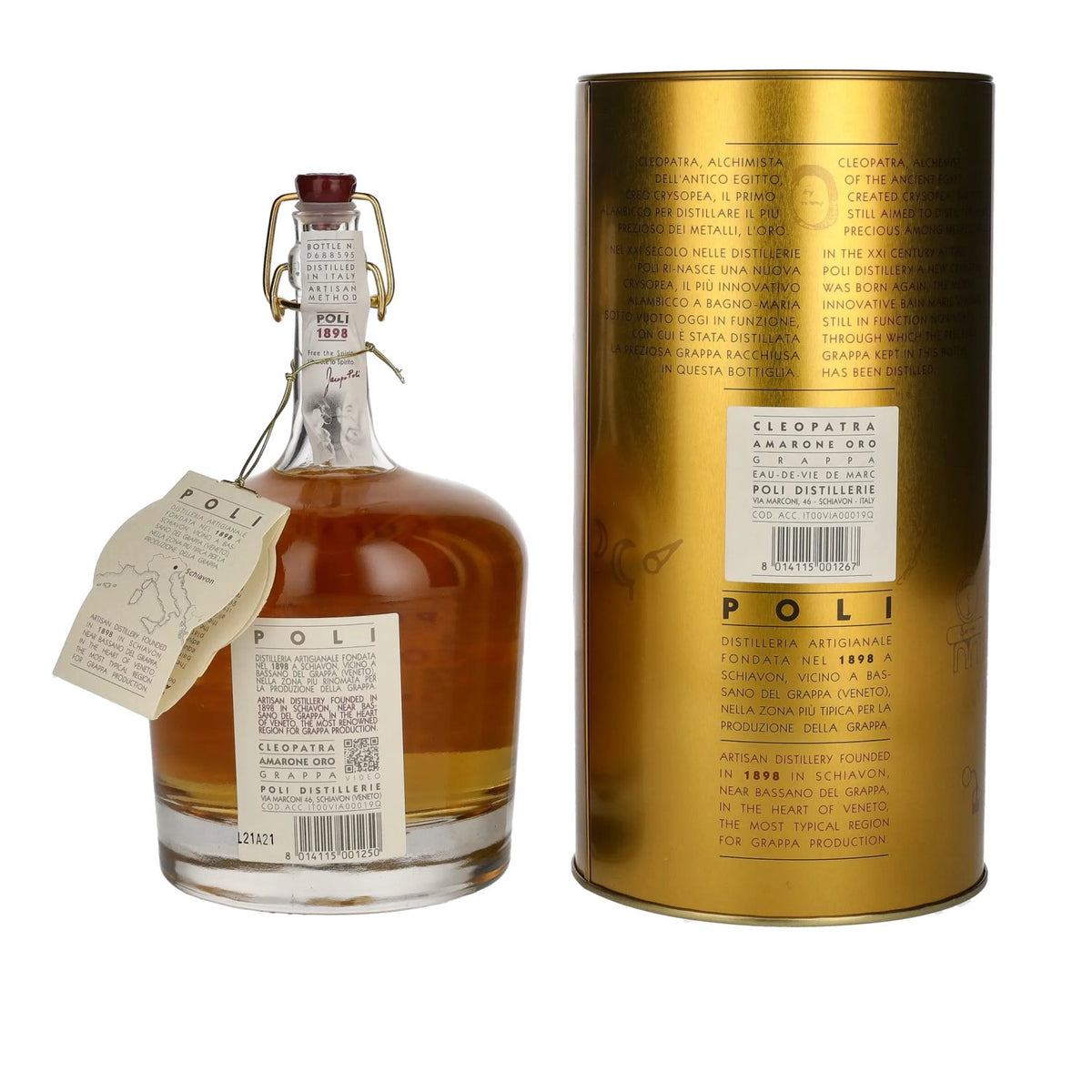 Poli Grappa Cleopatra Amarone Oro 40% Vol. 0,7l en Tinbox
