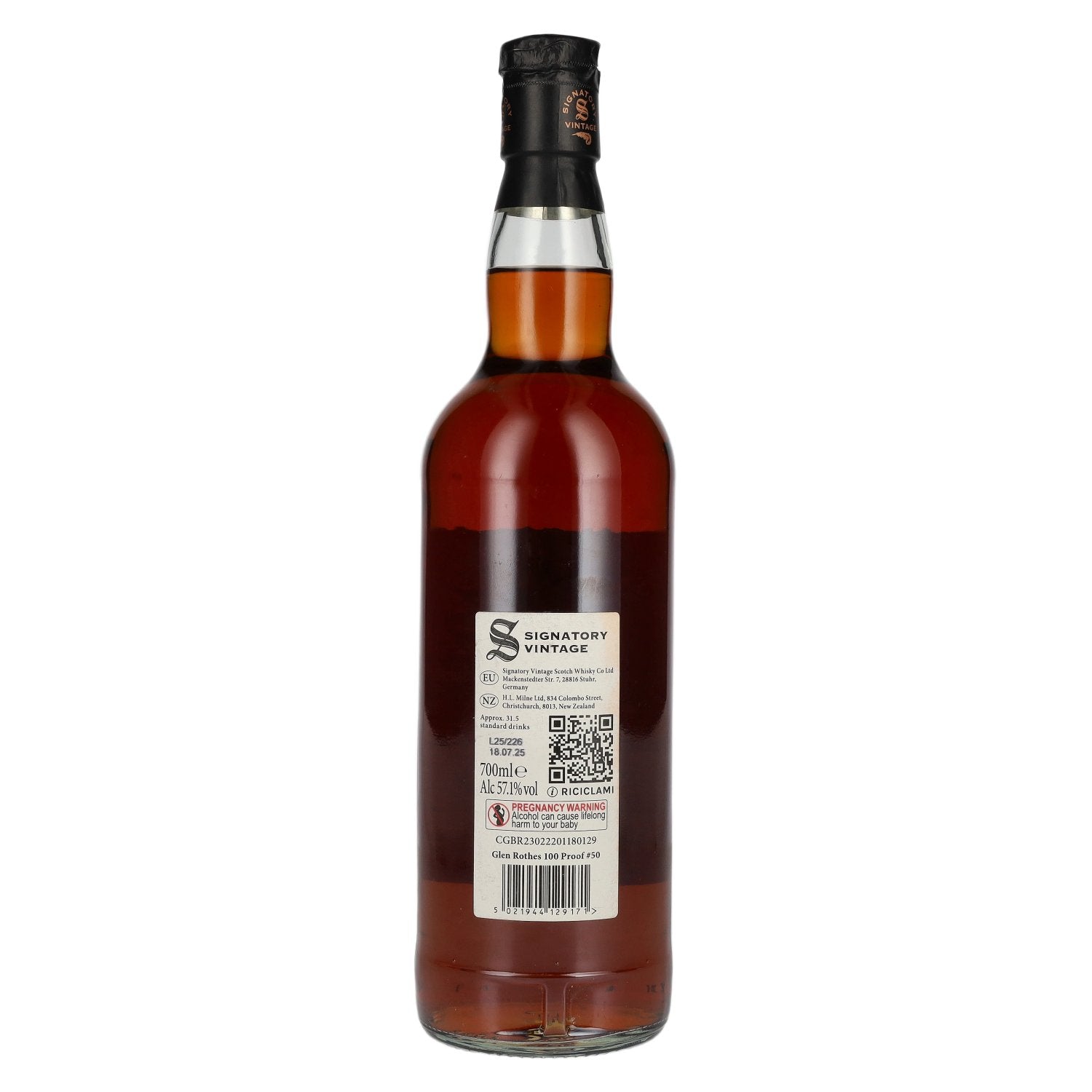 Signatory Vintage 100 Proof Edition GLEN ROTHES 10 Years Old Single Malt #50 2015 57,1% Vol. 0,7l