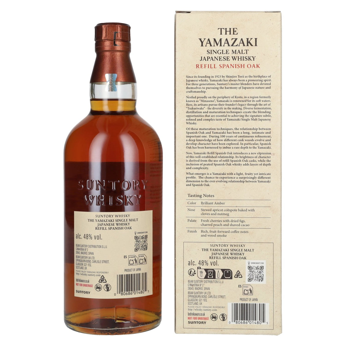 Suntory The Yamazaki REFILL SPANISH OAK Single Malt Japanese Whisky 48% Vol. 0,7l in Geschenkbox