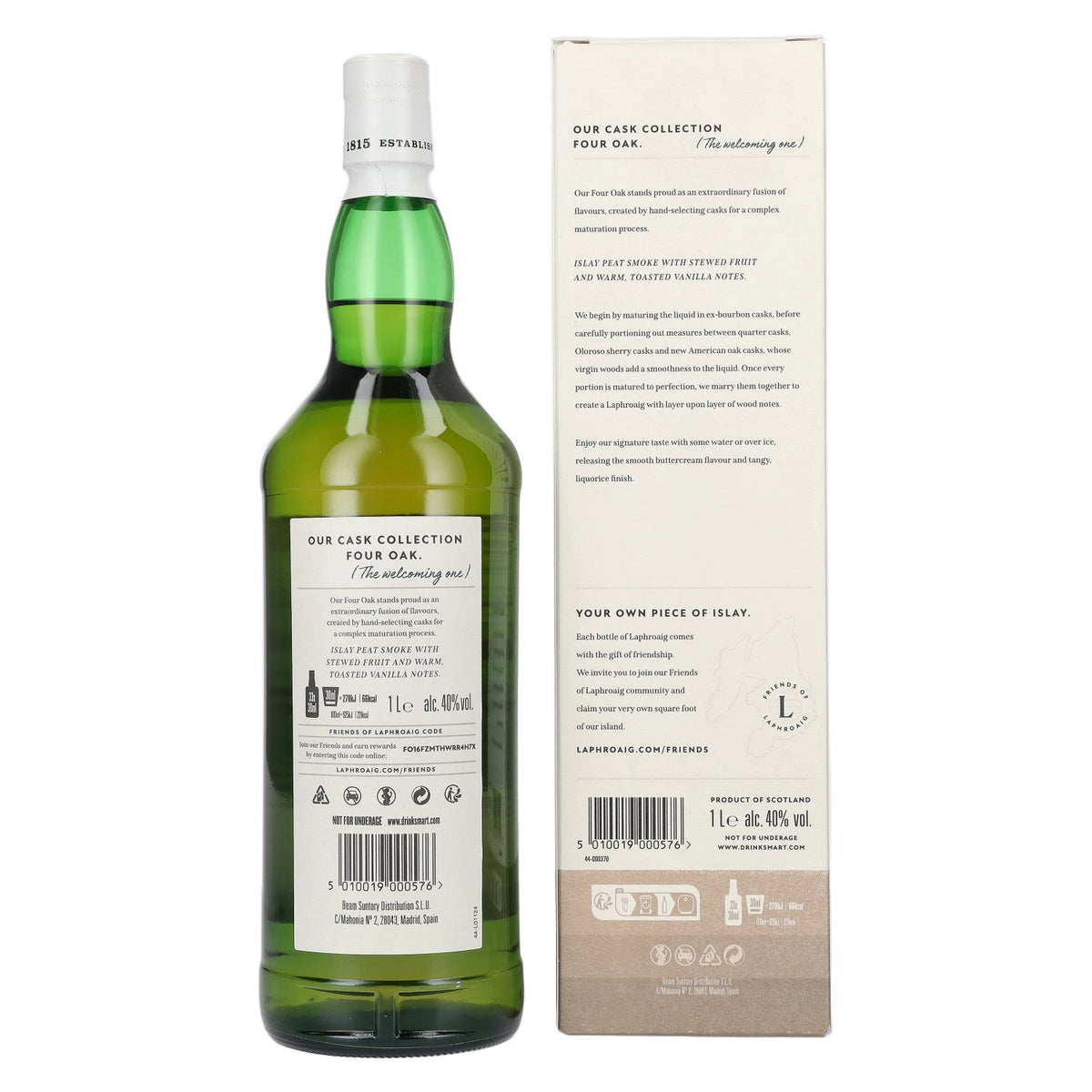 Laphroaig FOUR OAK Cask Collection 40% vol. 1 litre in a gift box