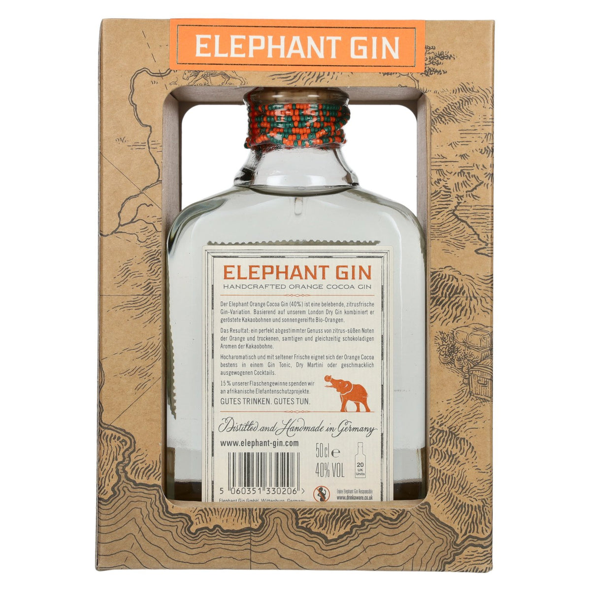 Elephant Gin Orange &amp; Cocoa 40 % vol., 0,5 l, dans un coffret cadeau
