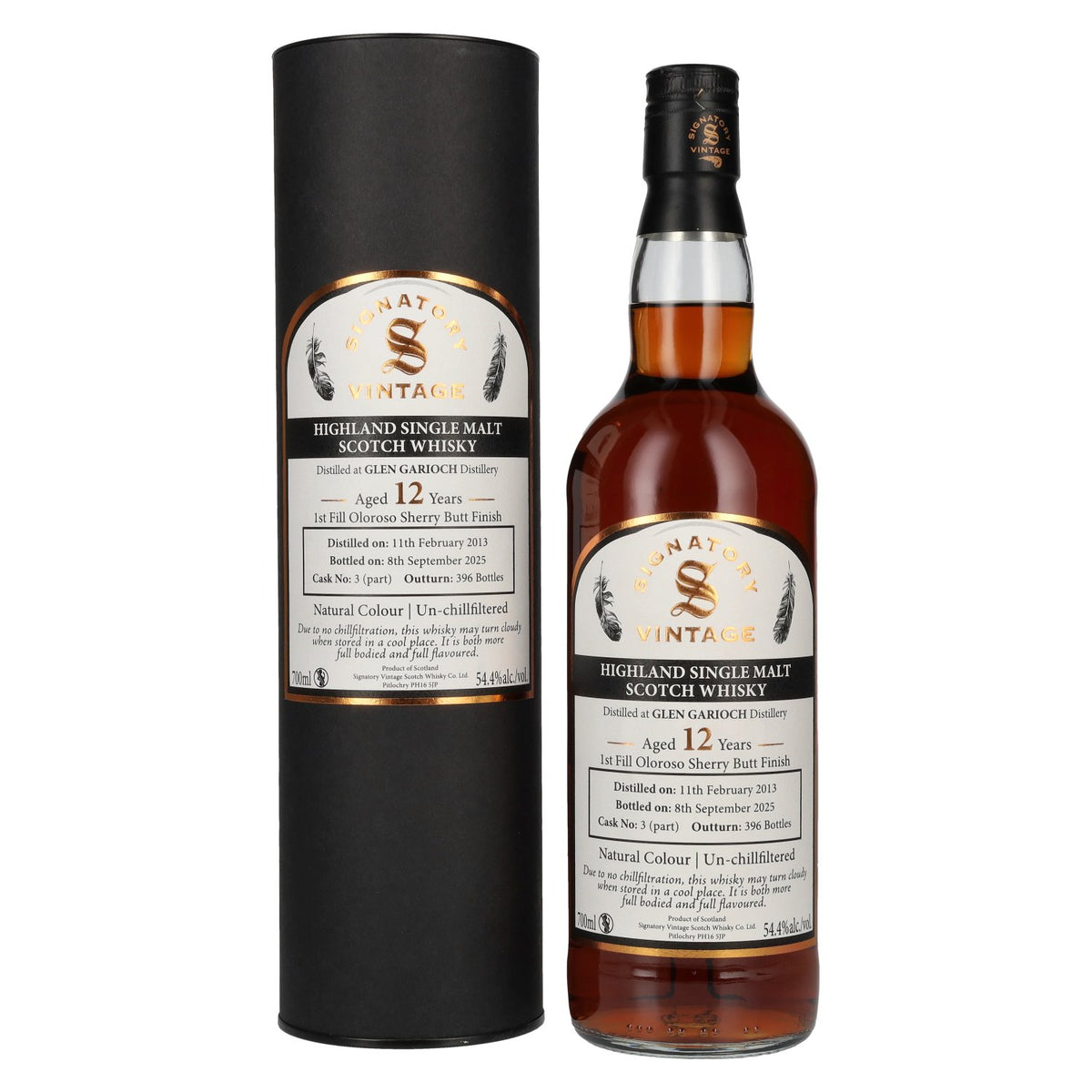 Signatory Vintage GLEN GARIOCH 12 Years Old 1st Fill Oloroso Sherry Butt Finish Cask # 3 54,4% Vol. 0,7l in gift box