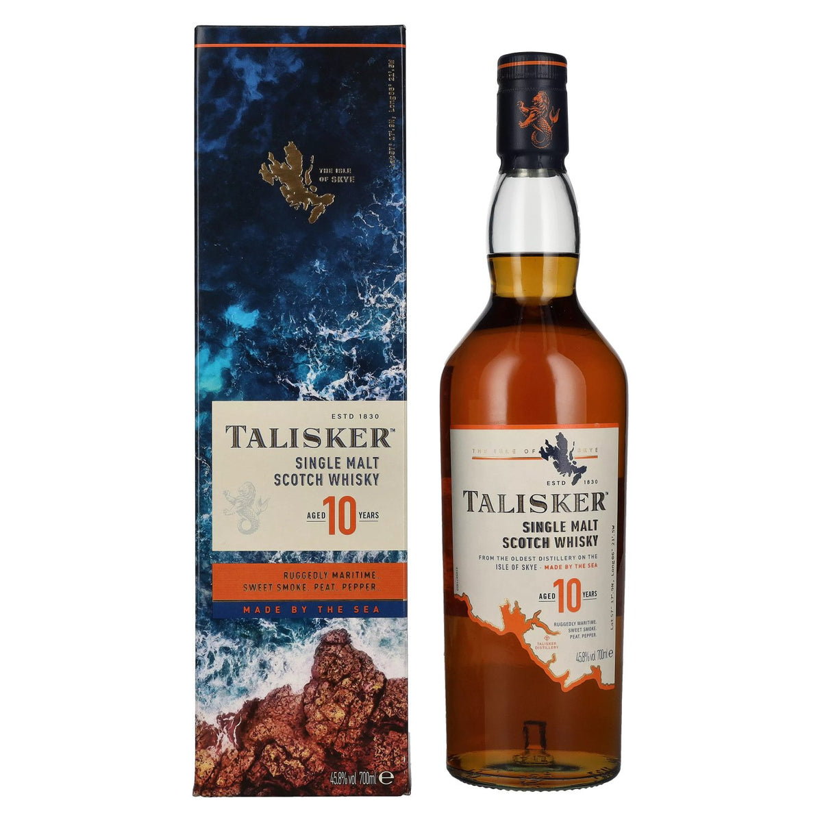 Talisker 10 Years Old Single Malt Whisky 45,8% vol. 0,7l en coffret cadeau