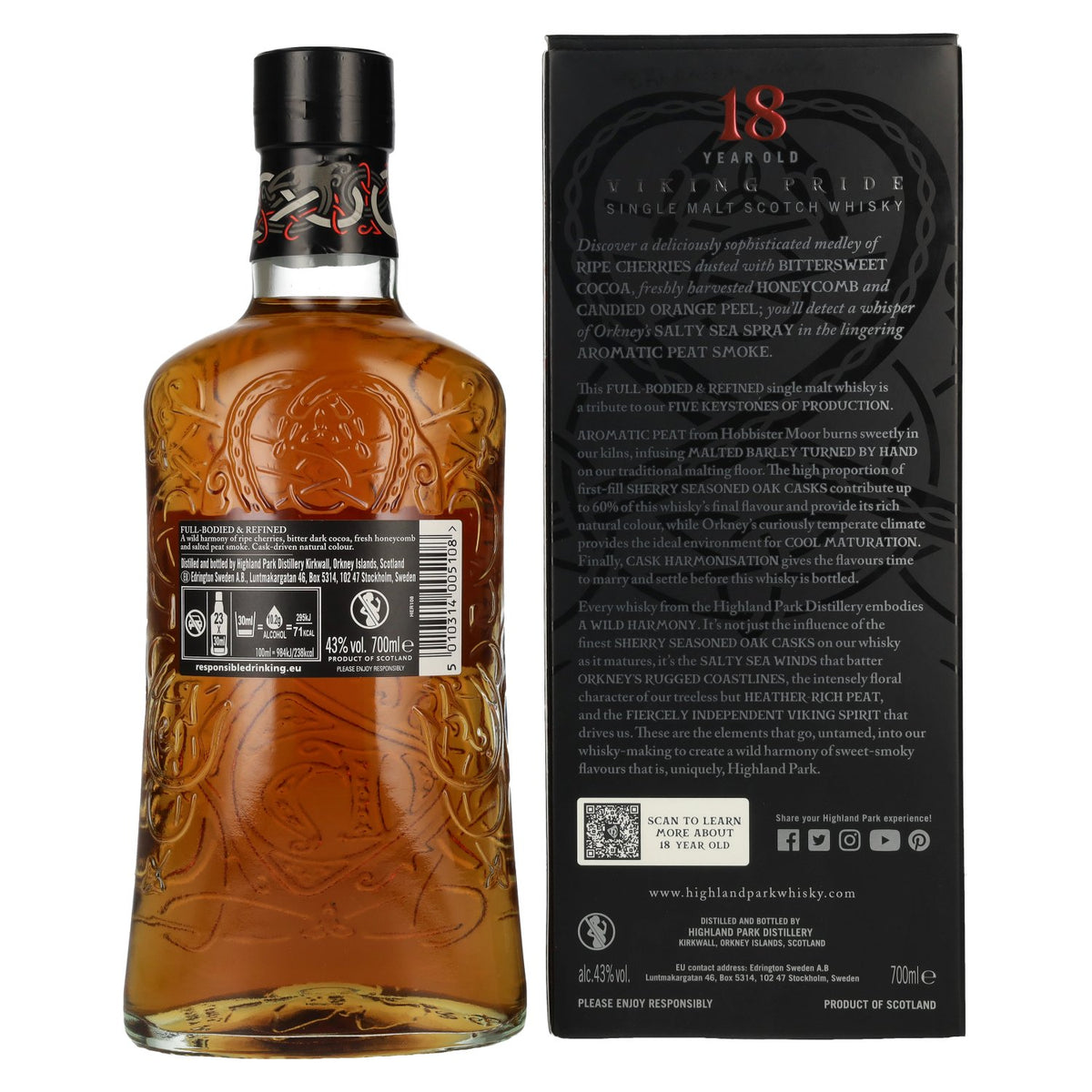 Highland Park 18 Years Old VIKING Travel Single Malt Scotch Whisky 43% Vol. 0,7l en coffret cadeau