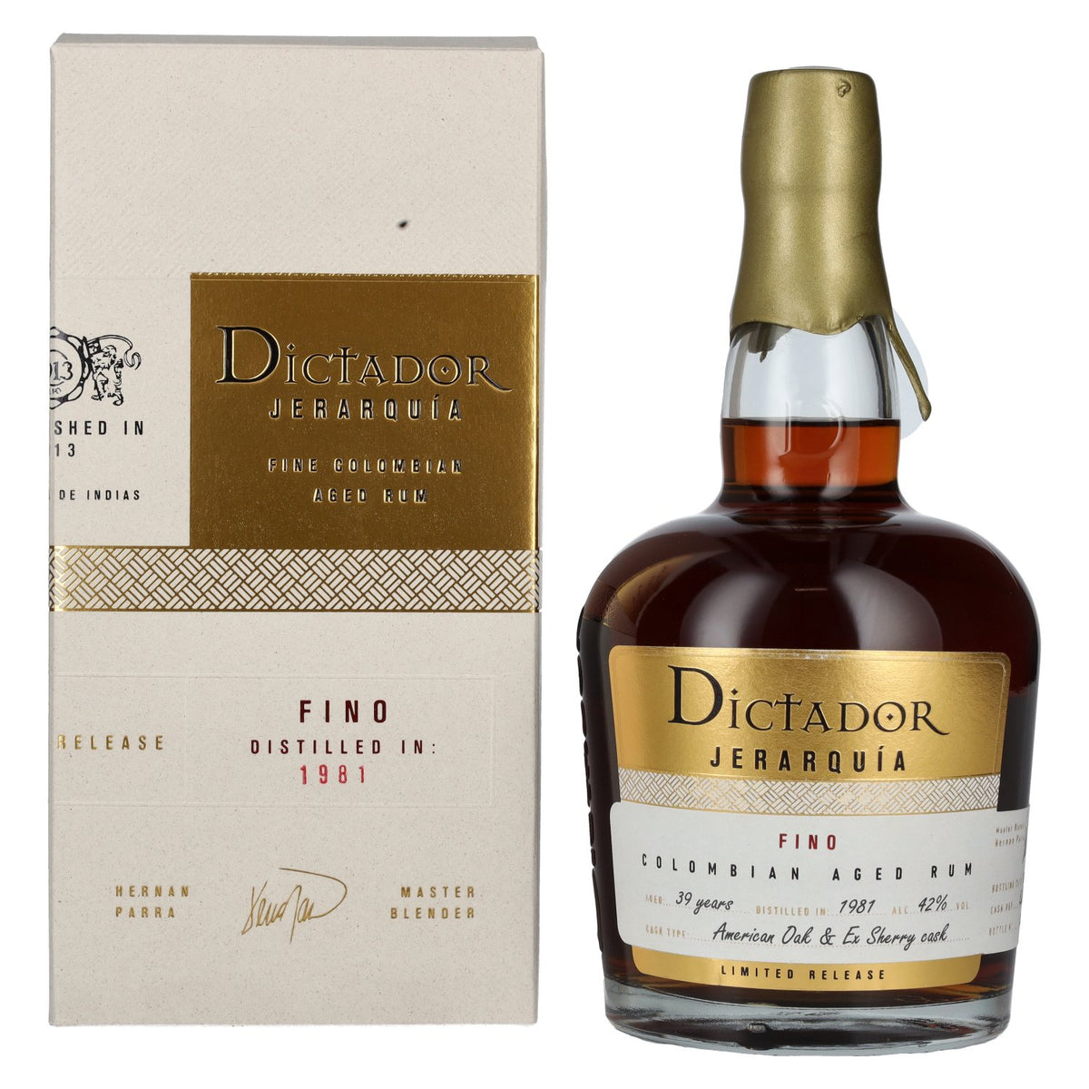 Dictador JERARQUÍA 39 Years Old FINO Rum 1981 42% Vol. 0,7l in gift box