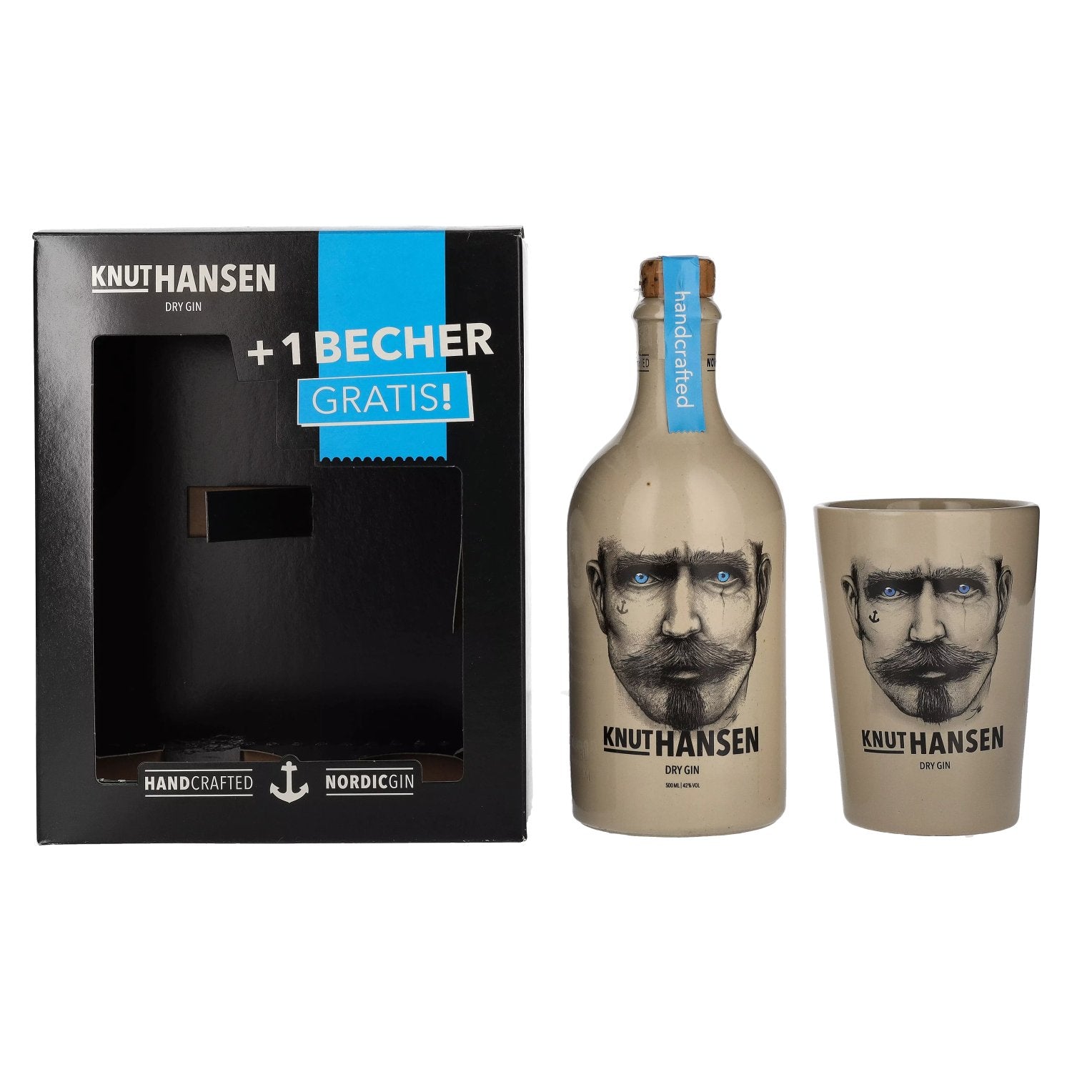 Knut Hansen Dry Gin 42% vol. 0,5l en boîte cadeau avec tasse en céramique