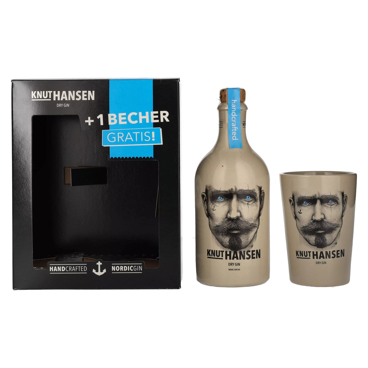 Knut Hansen Dry Gin 42% vol. 0,5l en boîte cadeau avec tasse en céramique