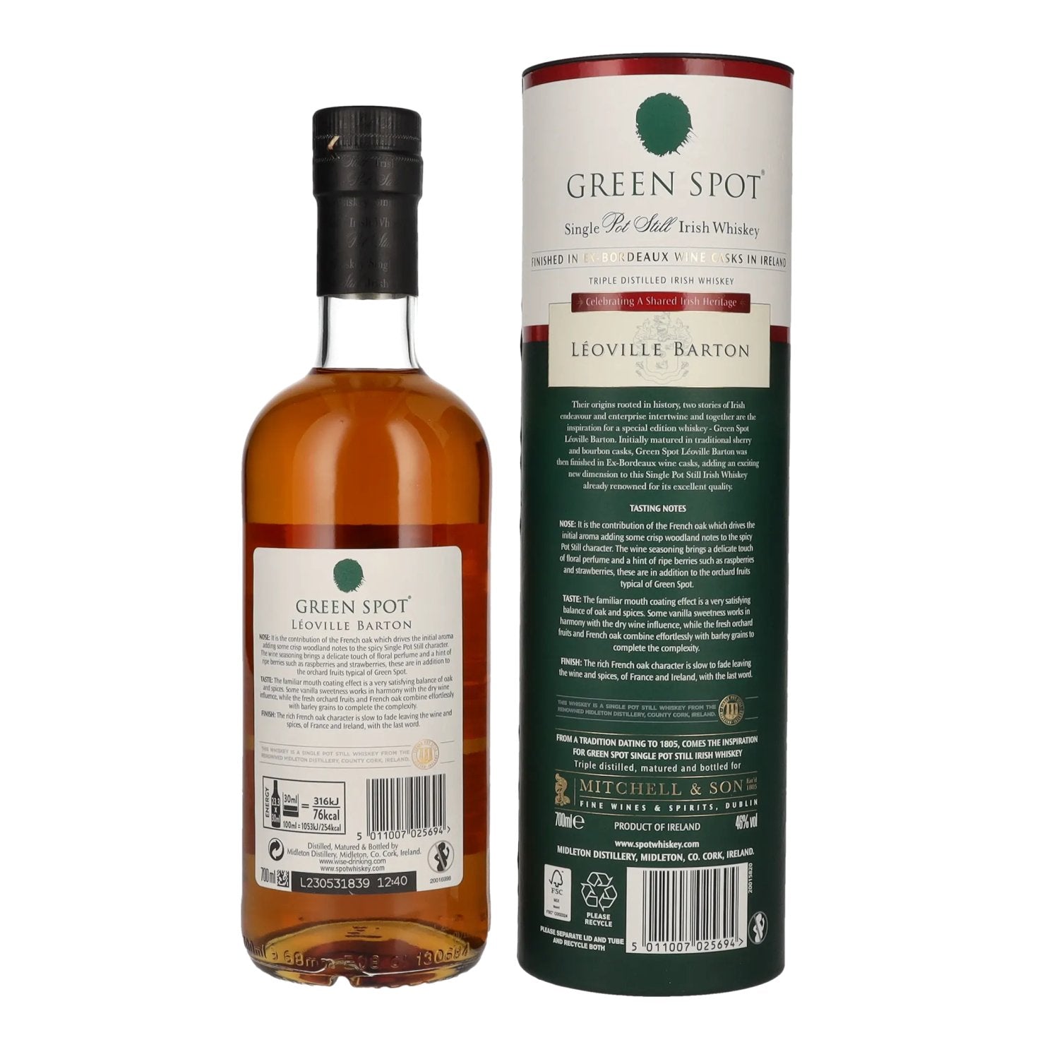 Green Spot LÉOVILLE BARTON Single Pot Still Irish Whiskey 46% Vol. 0,7l in gift box