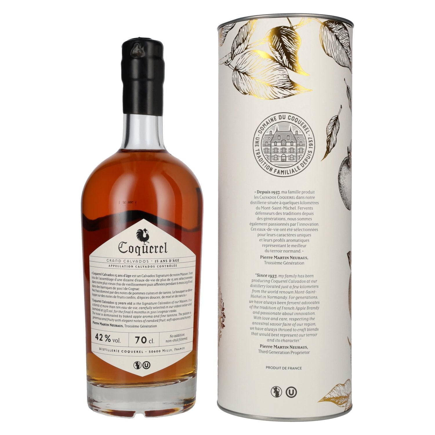 Coquerel Grand Calvados 15 Ans 42% Vol. 0,7l in gift box