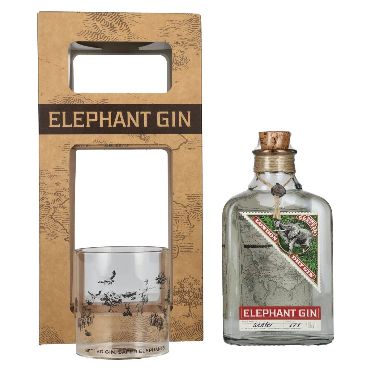 Elephant London Dry Gin 45% Vol. 0,5l in gift box with glass