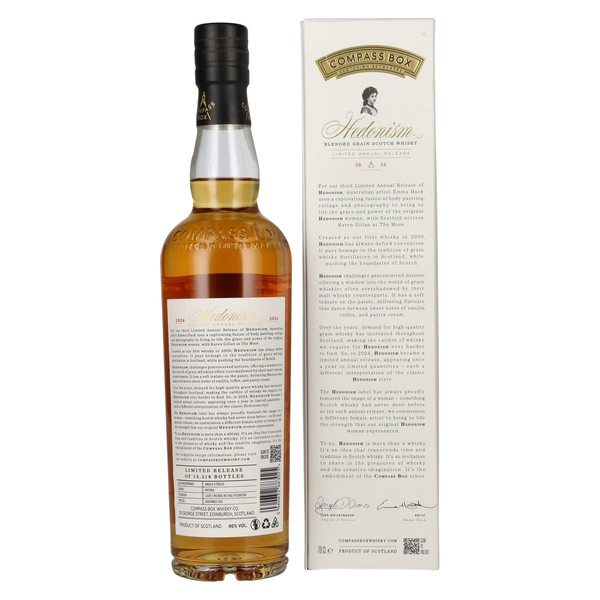 Compass Box HEDONISM Blended Grain Scotch Whisky Limited Annual Release 2026 46% Vol. 0,7l in gift box