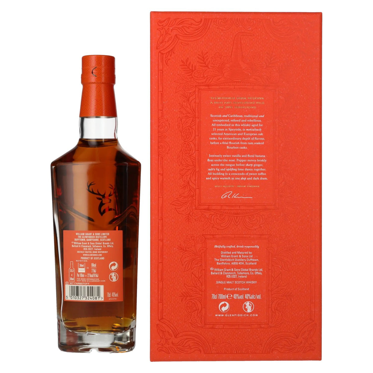 Glenfiddich 21 Years Old GRAN RESERVA Rum Cask Finish 40% Vol. 0,7l in Geschenkbox