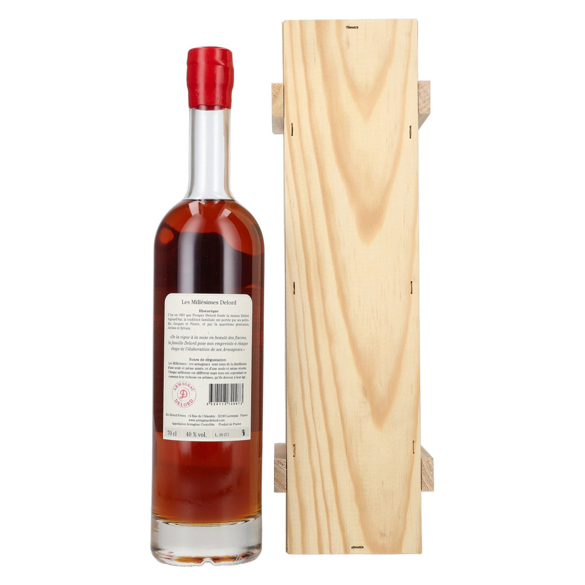 Vieux Armagnac Delord Vintage Récolte 2007 40 % vol. 0,7 l dans un coffret en bois