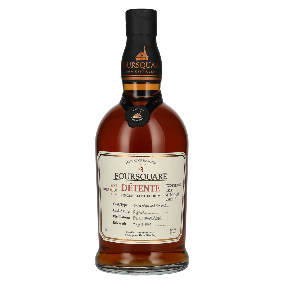 Foursquare 10 ans DÉTENTE Rhum single blended 51 % vol. 0,7 l