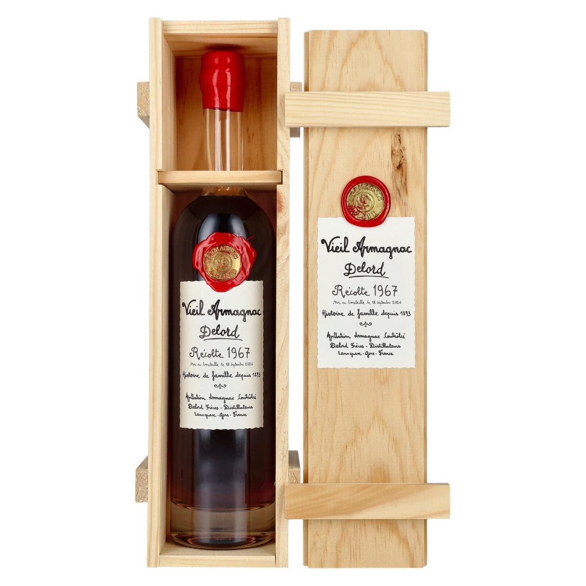 Vieux Armagnac Delord Vintage Récolte 1967 40 % vol. 0,7 l dans un coffret en bois