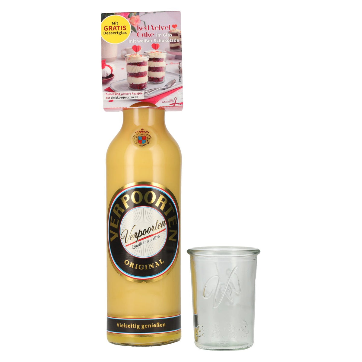 Liqueur aux œufs Verpoorten Original 20 % vol., 0,7 l, avec un verre à dessert