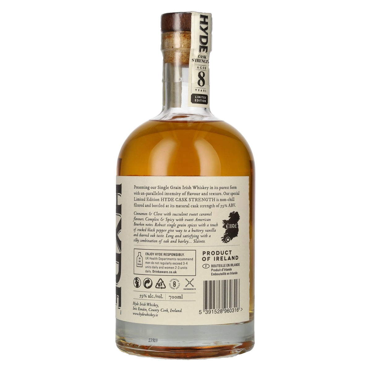 Hyde 8 Years Old CASK STRENGTH Single Grain Irish Whiskey Limited Edition 59% Vol. 0,7l