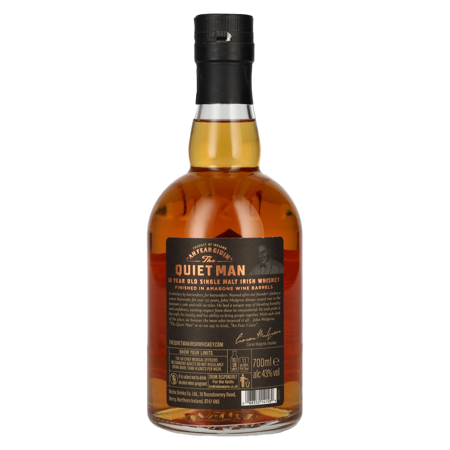 The Quiet Man BARMAN'S CODE 10 Years Old AMARONE FINISHED 43% Vol. 0,7l