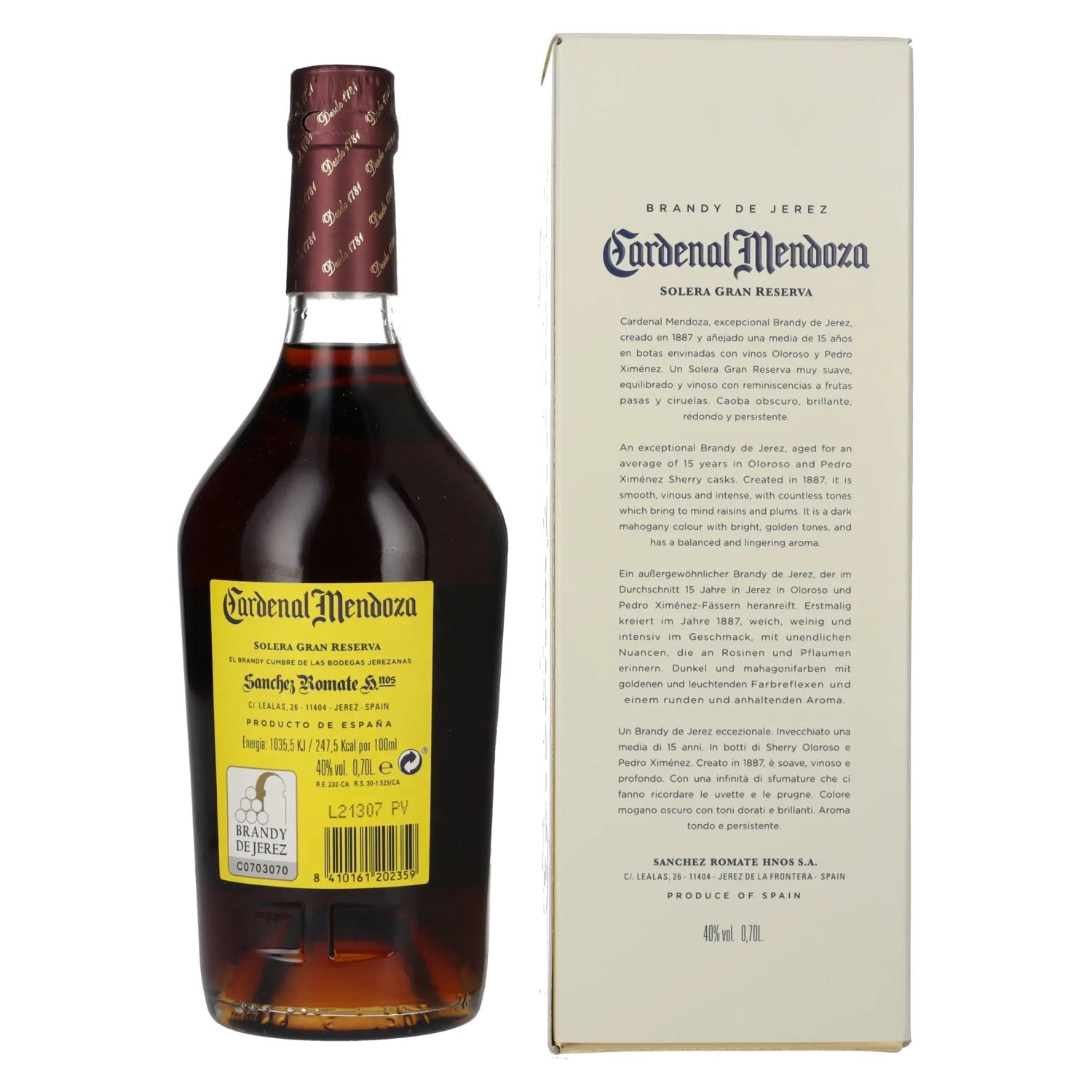 Cardenal Mendoza Brandy de Jerez 40% Vol. 0,7l in Geschenkbox