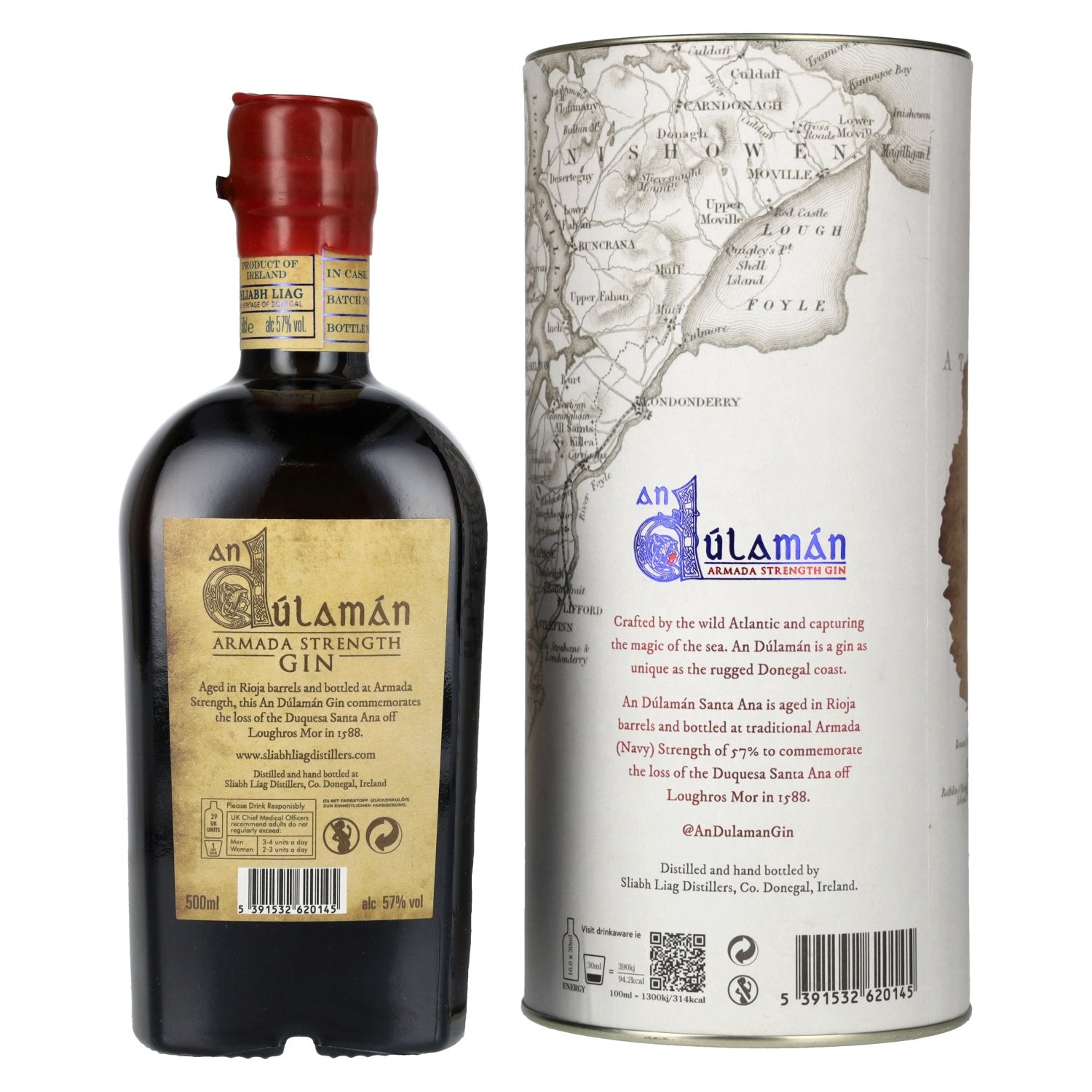 An Dúlamán SANTA ANA Armada Strength Gin 57% vol. 0,5l en boîte cadeau