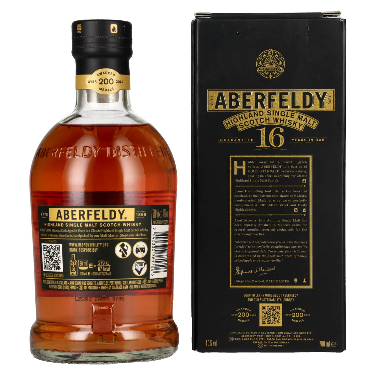 Aberfeldy 16 Years Old Highland Single Malt MADEIRA CASK FINISH 40% Vol. 0,7l en coffret cadeau